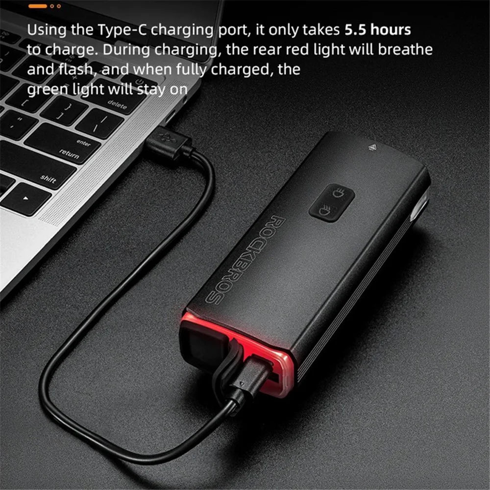 ROCKBROS RHL3000 Bicycle Front Light with High and Low Beam Multiple Modes Bike Headlight, Intelligent Temperature Control - 7