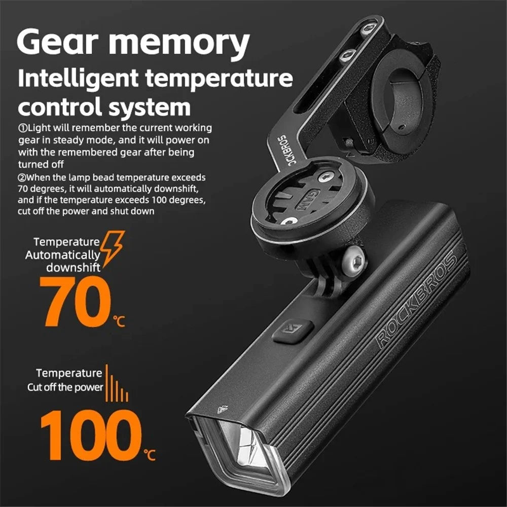 ROCKBROS RHL1500D Bicycle Front Light 5000mAh MTB Headlight Road Bike Night Lights Cycling Equipment - 3