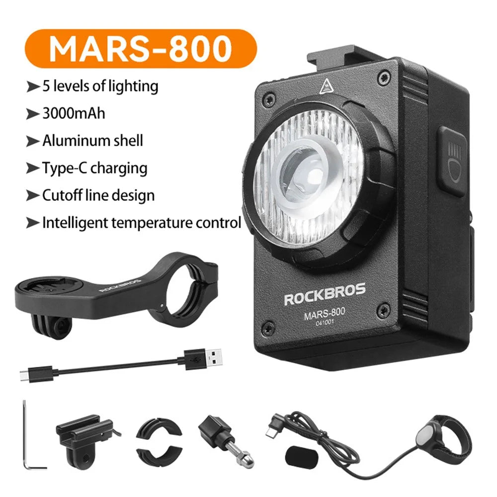 ROCKBROS MARS-800 Bicycle Light 800LM Hoisting Front Lamp Mountain Road Bike Night Riding Equipment - 2