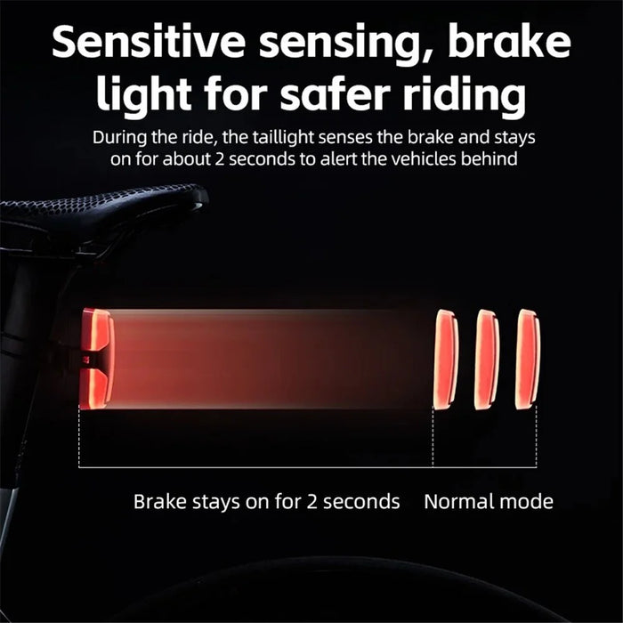 ROCKBROS REX02 Smart Bicycle Tail Light LED Warning Rear Lamp 500mAh Cycling Light (without Turn Signals) - 4
