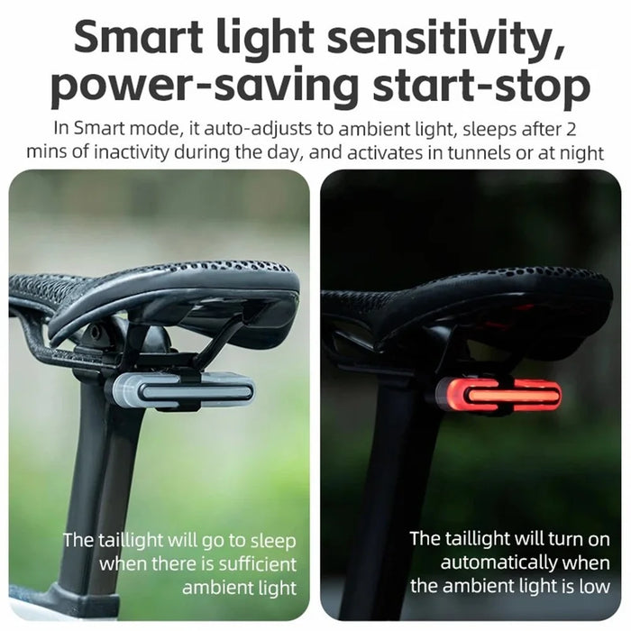 ROCKBROS REX02 Smart Bicycle Tail Light LED Warning Rear Lamp 500mAh Cycling Light (without Turn Signals) - 6