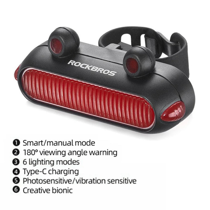 ROCKBROS RFL02 LED Bike Tail Light Frog Bicycle Rear Cycling Safety Flashlight Brake Light - Black - 3