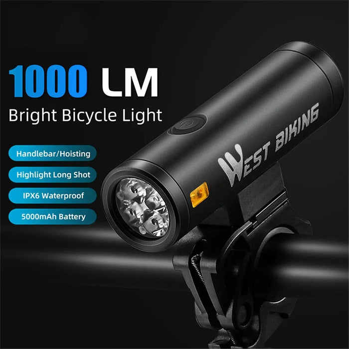 WEST BIKING YP0701400 2000 Lumen Bright LED Bike Front Light Rechargeable Night Cycling Safety Torch - 2