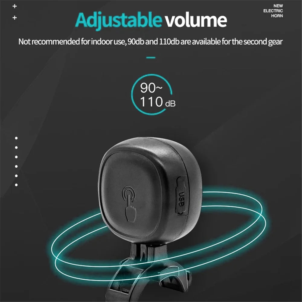 LEADBIKE LD69 Adjustable Volume Waterproof Bicycle Touch Electric Horn - Black / without Warning Light - 4