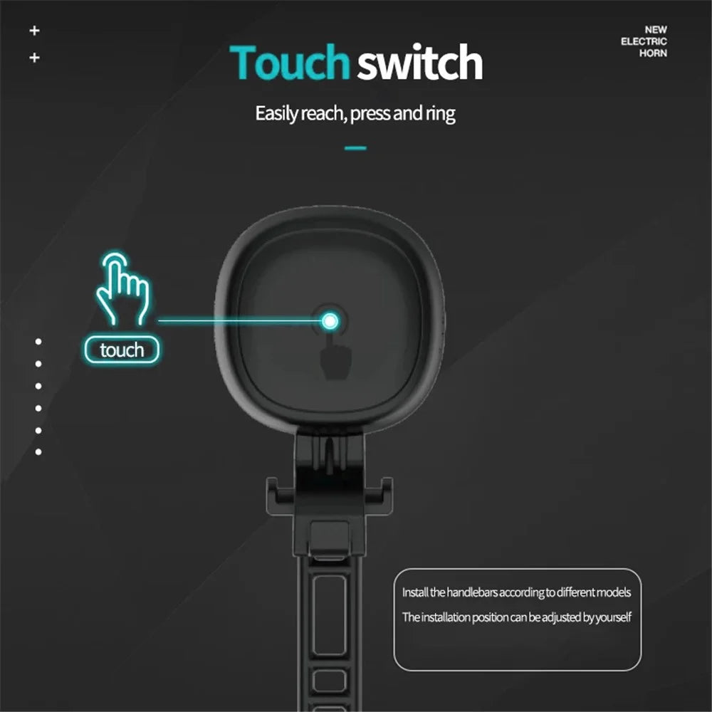 LEADBIKE LD69 Adjustable Volume Waterproof Bicycle Touch Electric Horn - Black / without Warning Light - 5