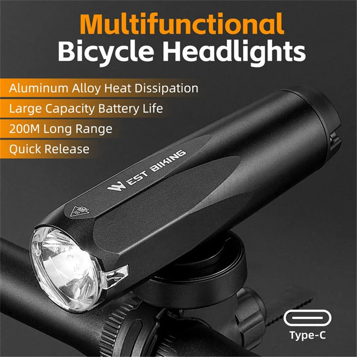 WEST BIKING YP0701404 Multifunctional Bicycle Light Sensing 600 Lumens Type-C Headlight Road Bike Light - 3
