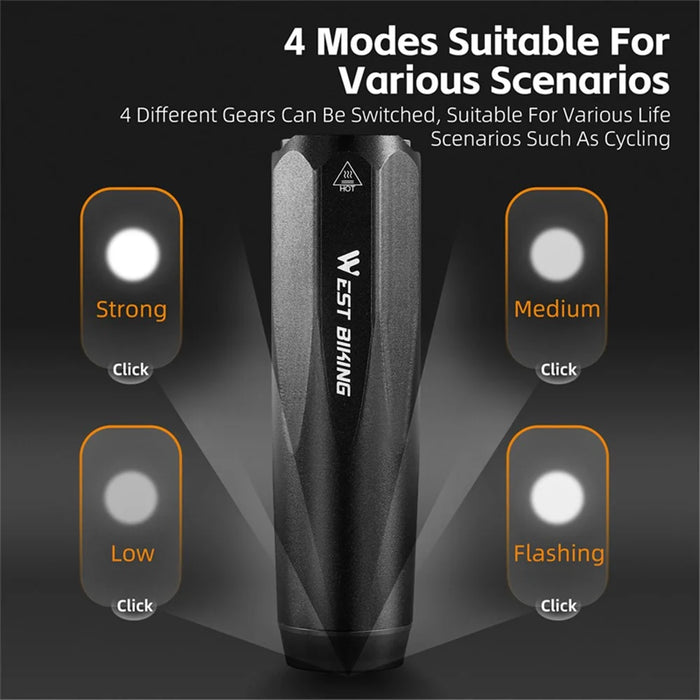 WEST BIKING YP0701404 Multifunctional Bicycle Light Sensing 600 Lumens Type-C Headlight Road Bike Light - 6