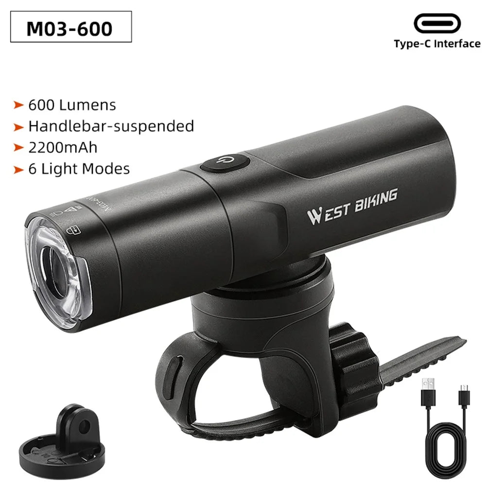 WEST BIKING M03-600 YP0701411 Rotating Bicycle Front Light Portable Bike Lamp - 2