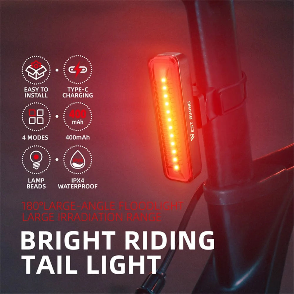 WEST BIKING YP0701359 Rechargeable Bike Tail Light 400mAh LED Bicycle Rear Light - 4