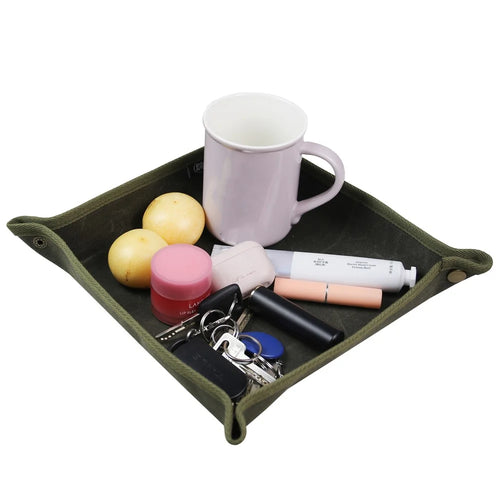 MYDAYS OUTDOOR Outdoor Foldable Waterproof Canvas Camping Desktop Storage Tray - Army Green - 1