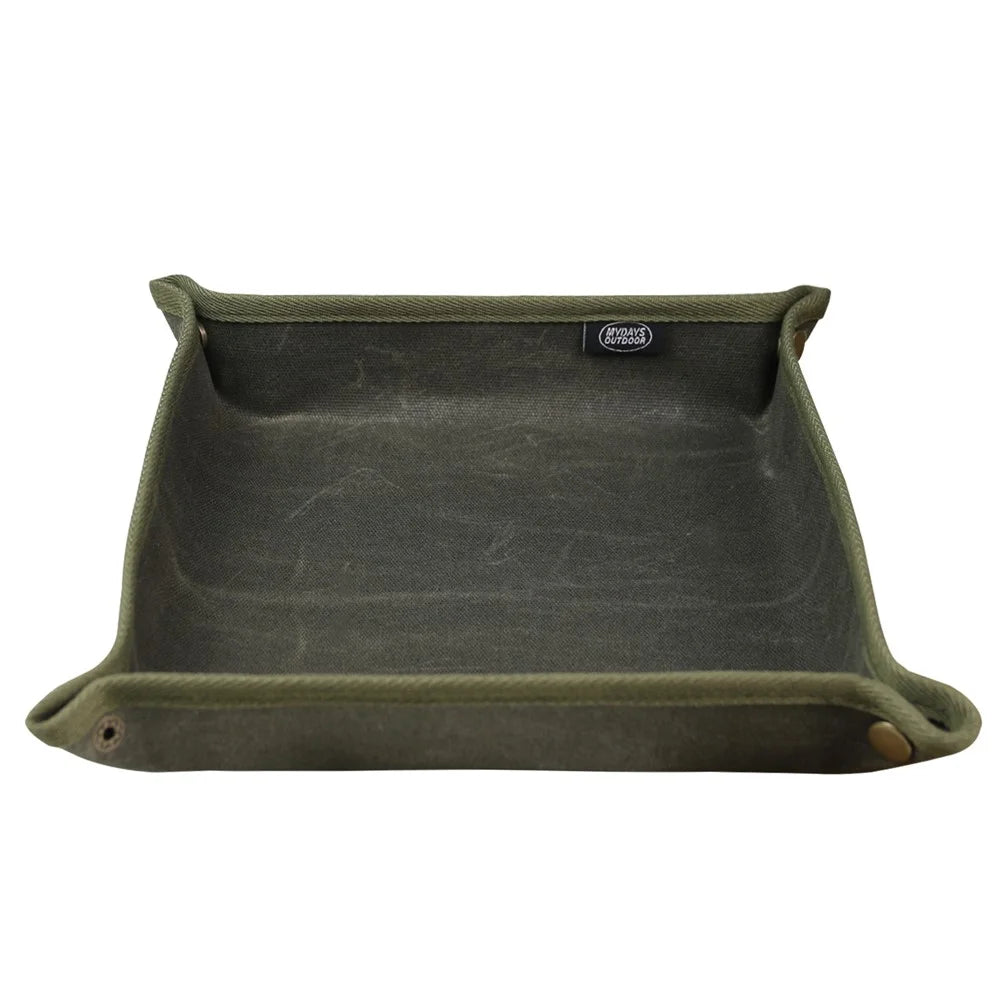 MYDAYS OUTDOOR Outdoor Foldable Waterproof Canvas Camping Desktop Storage Tray - Army Green - 3