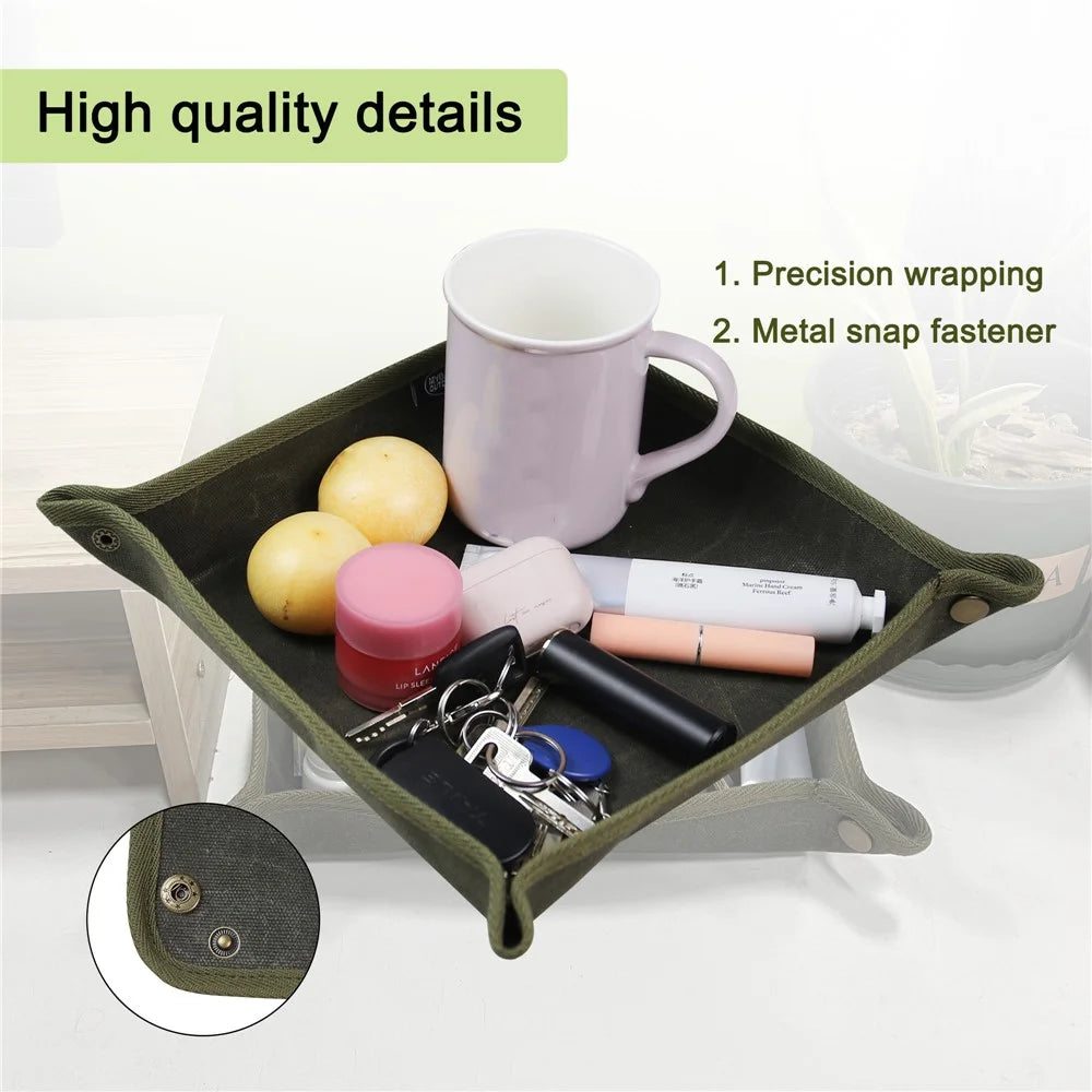 MYDAYS OUTDOOR Outdoor Foldable Waterproof Canvas Camping Desktop Storage Tray - Army Green - 6