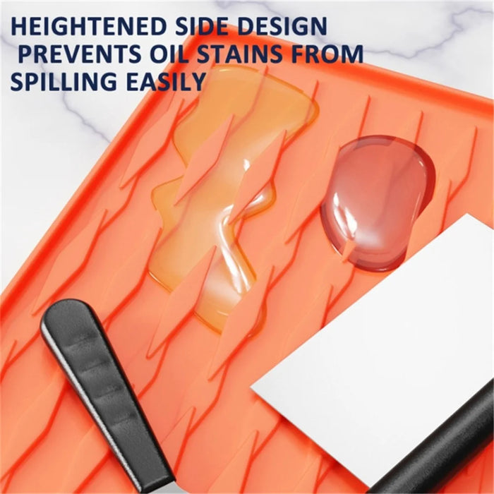 Camping BBQ Tools Silicone Mat Barbecue Grill Utensil Holder Mat - Orange - 4