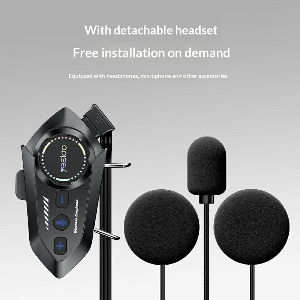 YESIDO VC19 Cycling Bluetooth-Compatible Helmet Headset Motorcycle Wireless Earphones Support Dual Phone Connection FM Radio - Black - 3