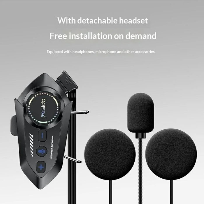YESIDO VC19 Cycling Bluetooth-Compatible Helmet Headset Motorcycle Wireless Earphones Support Dual Phone Connection FM Radio - Black - 3