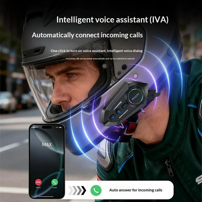 YESIDO VC19 Cycling Bluetooth-Compatible Helmet Headset Motorcycle Wireless Earphones Support Dual Phone Connection FM Radio - Black - 4