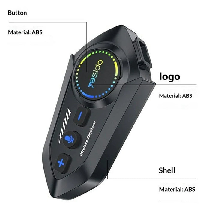 YESIDO VC19 Cycling Bluetooth-Compatible Helmet Headset Motorcycle Wireless Earphones Support Dual Phone Connection FM Radio - Black - 5
