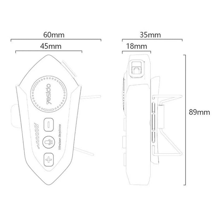 YESIDO VC19 Cycling Bluetooth-Compatible Helmet Headset Motorcycle Wireless Earphones Support Dual Phone Connection FM Radio - Black - 6