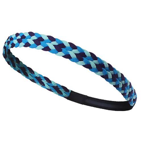 A8 Sports Running Yoga Fitness Braid Headband Unisex Non-Slip Plait Design Hair Band Sweatband - Dark Blue/Purple/Blue - 1