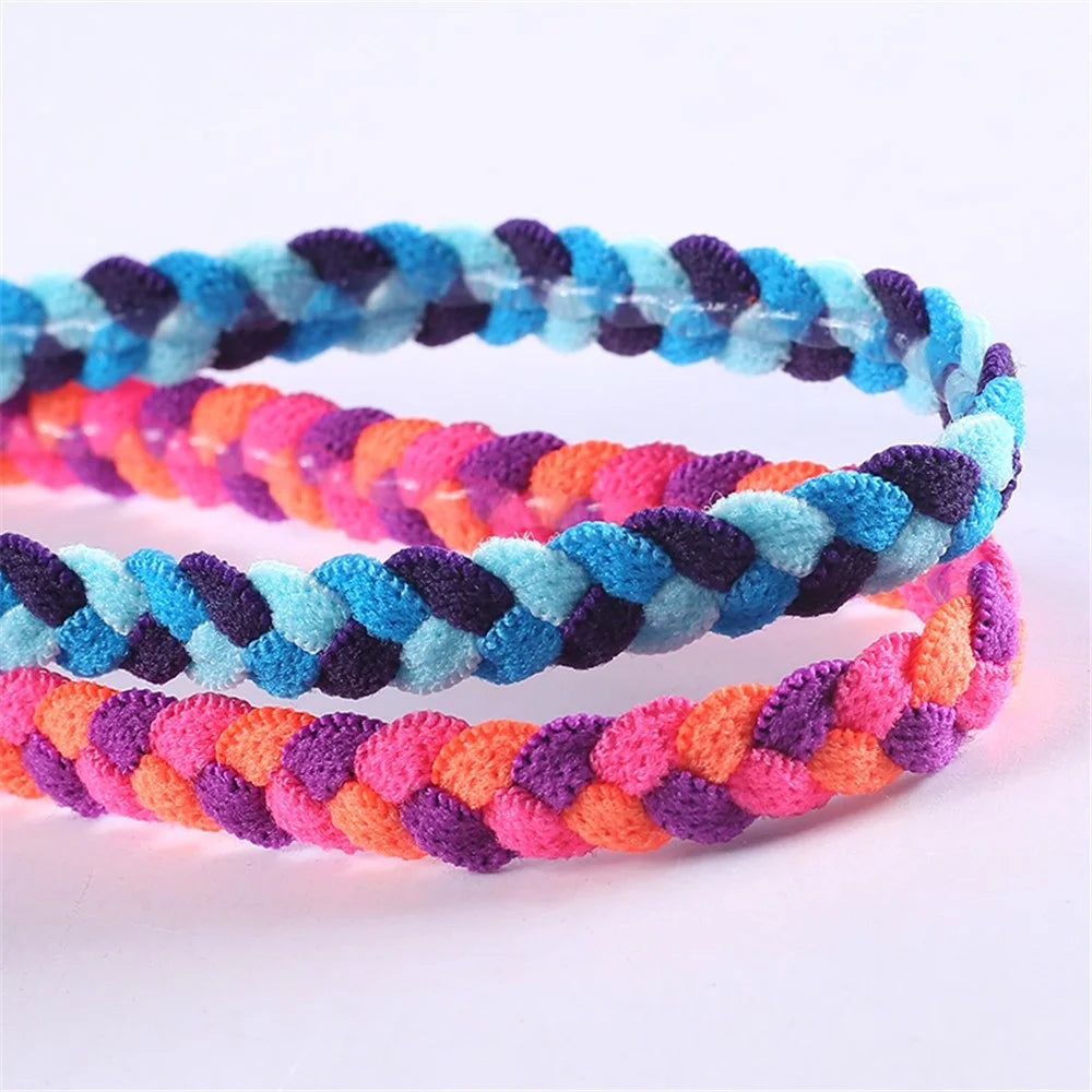 A8 Sports Running Yoga Fitness Braid Headband Unisex Non-Slip Plait Design Hair Band Sweatband - Dark Blue/Purple/Blue - 2