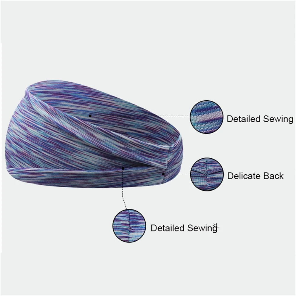 C41 Elastic Workout Sports Yoga Hair Bands Non-slip Moisture Wicking Headbands for Women and Men - Pink/Purple - 5