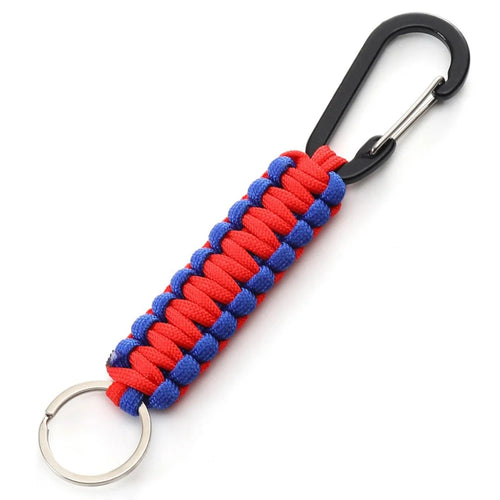 Outdoor Camping Carabiner Parachute Rope Anti-lost Braided Lanyard with Key Ring - Red+Blue - 1