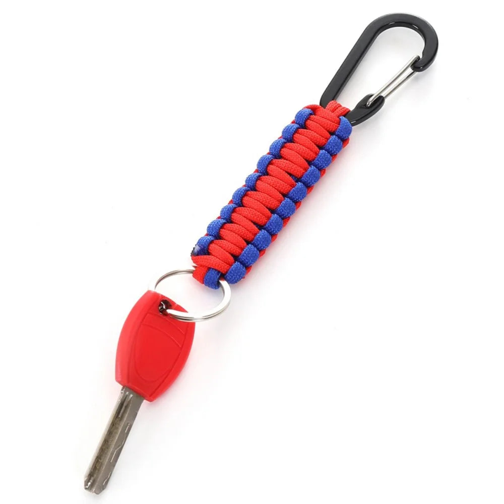 Outdoor Camping Carabiner Parachute Rope Anti-lost Braided Lanyard with Key Ring - Red+Blue - 2