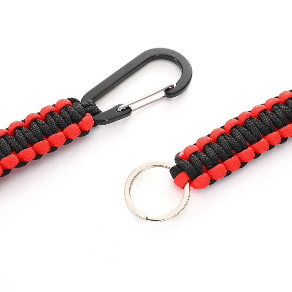 Outdoor Camping Carabiner Parachute Rope Anti-lost Braided Lanyard with Key Ring - Red+Blue - 3