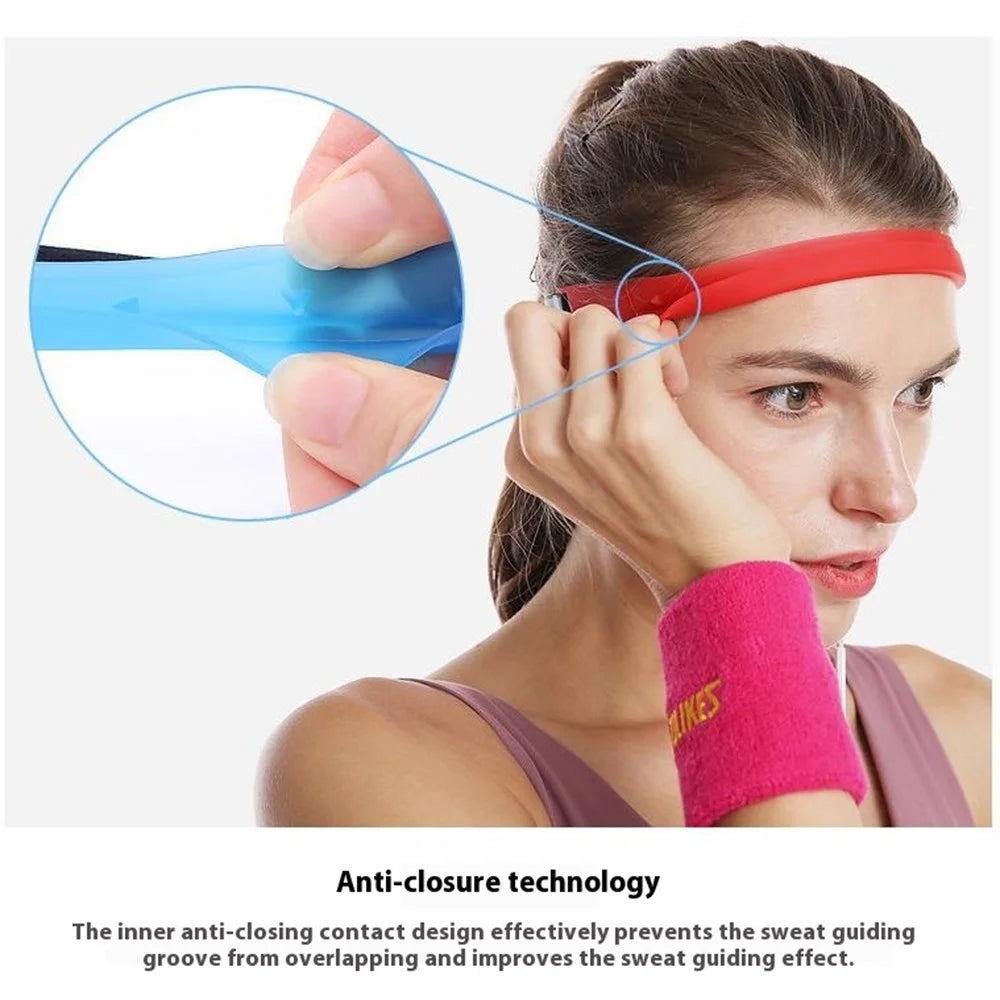 AOLIKES TD-2113 Non Slip Silicone Sweatband for Sports / Fitness Running Sweat Wicking Adjustable Headband - Red - 4