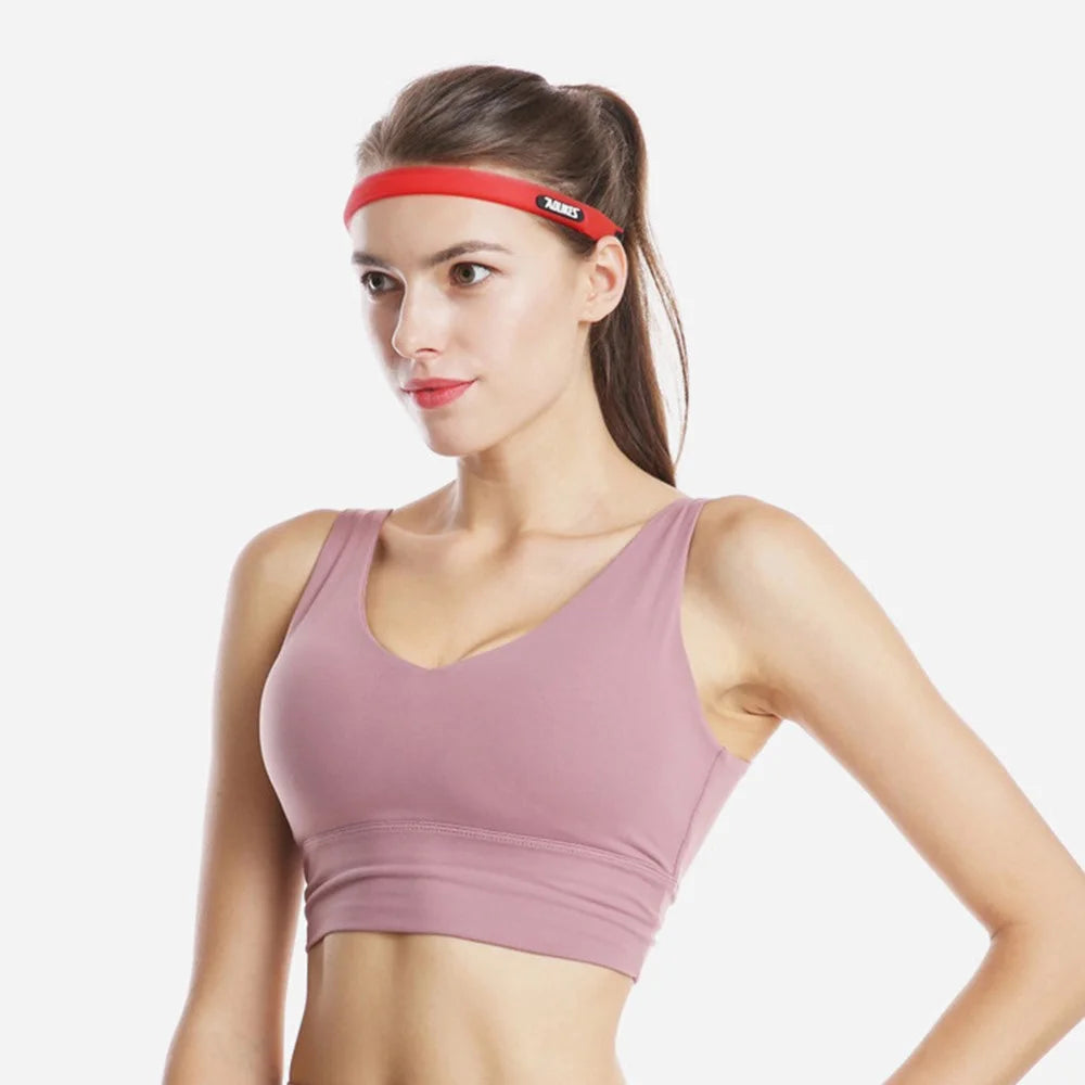AOLIKES TD-2113 Non Slip Silicone Sweatband for Sports / Fitness Running Sweat Wicking Adjustable Headband - Red - 5