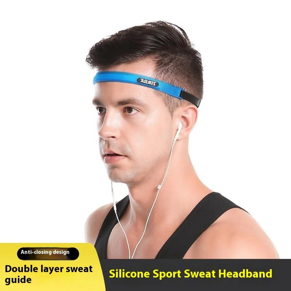 AOLIKES TD-2113 Non Slip Silicone Sweatband for Sports / Fitness Running Sweat Wicking Adjustable Headband - Red - 6