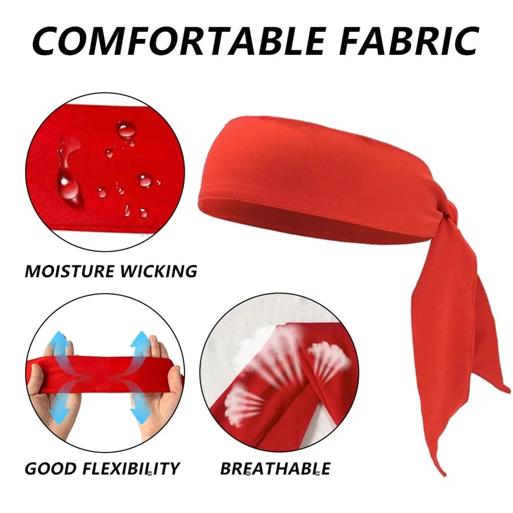 1Pc Outdoor Quick-Dry Headband Sweat-Absorbent Tennis Headscarf Elastic for Men Women - White - 2