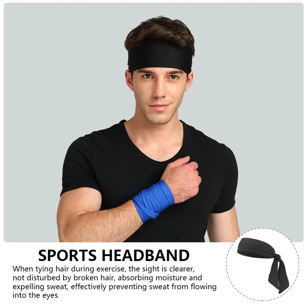 1Pc Outdoor Quick-Dry Headband Sweat-Absorbent Tennis Headscarf Elastic for Men Women - White - 3