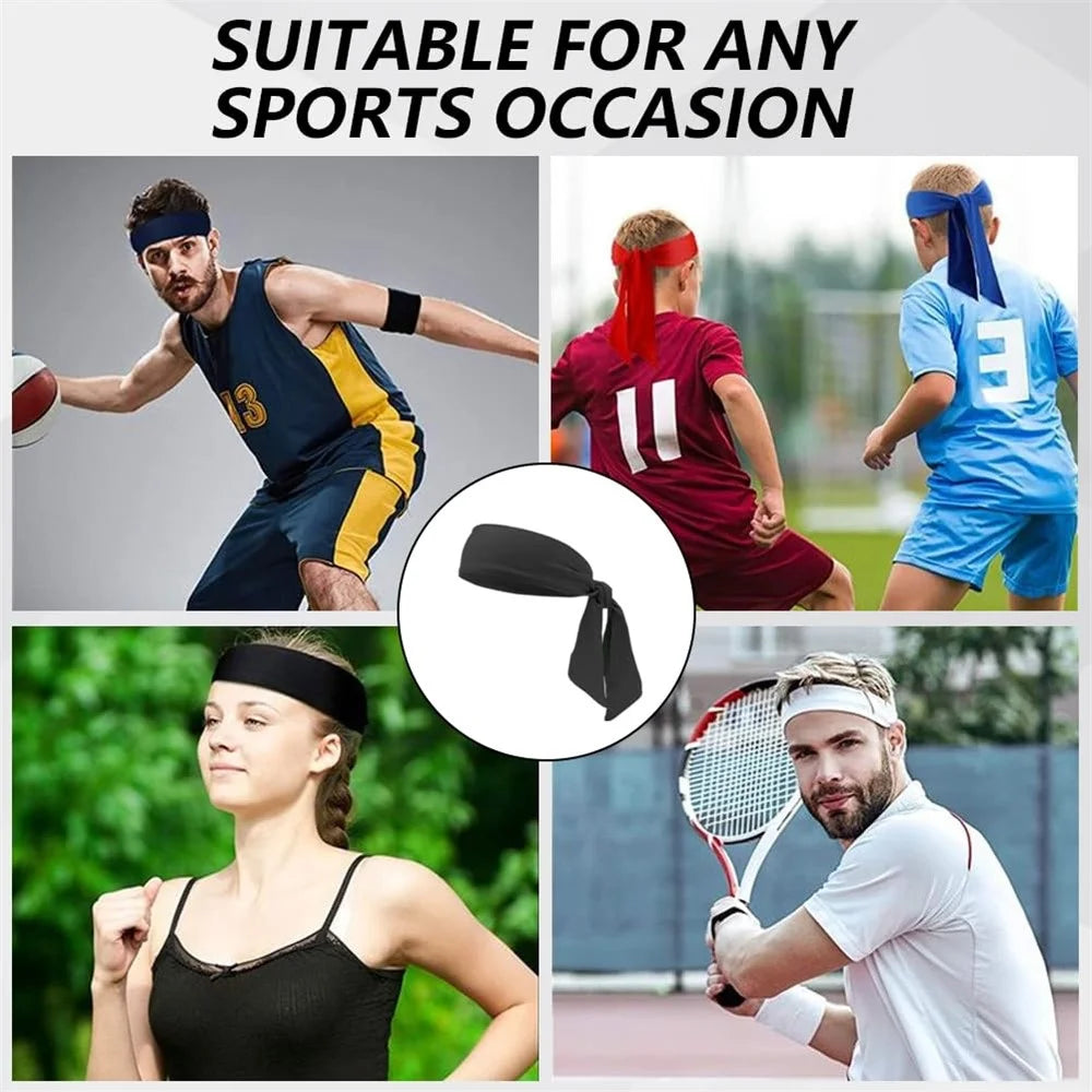 1Pc Outdoor Quick-Dry Headband Sweat-Absorbent Tennis Headscarf Elastic for Men Women - White - 4
