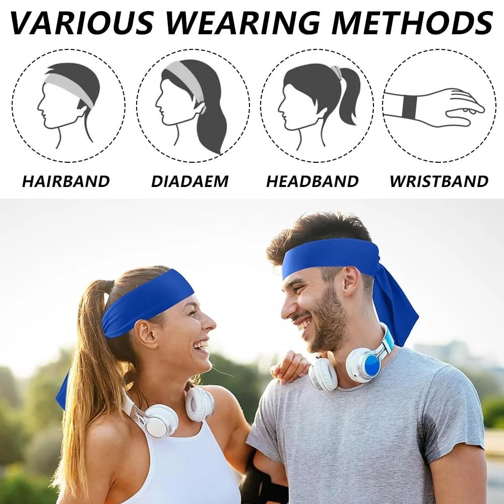 1Pc Outdoor Quick-Dry Headband Sweat-Absorbent Tennis Headscarf Elastic for Men Women - White - 5