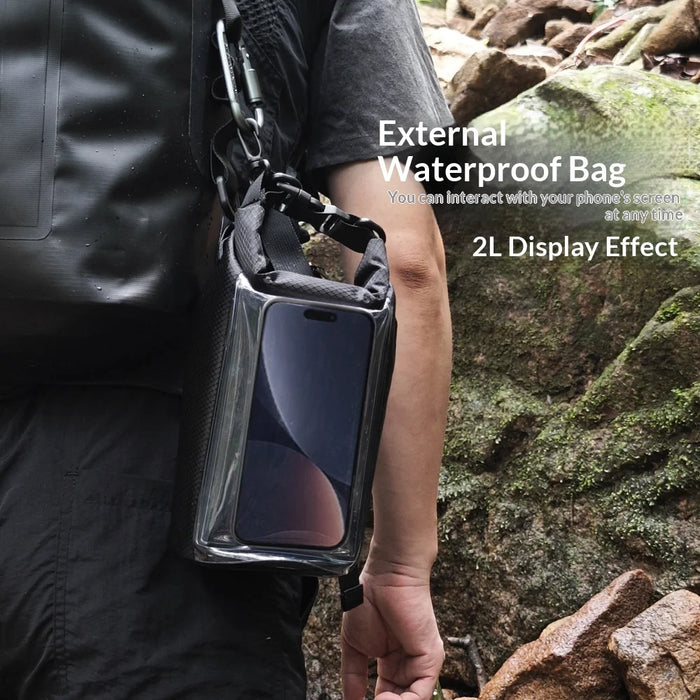 5L IPX8 Waterproof Touchscreen Phone Pouch for Swimming Drifting Dry Bag with Shoulder Strap - Black - 4