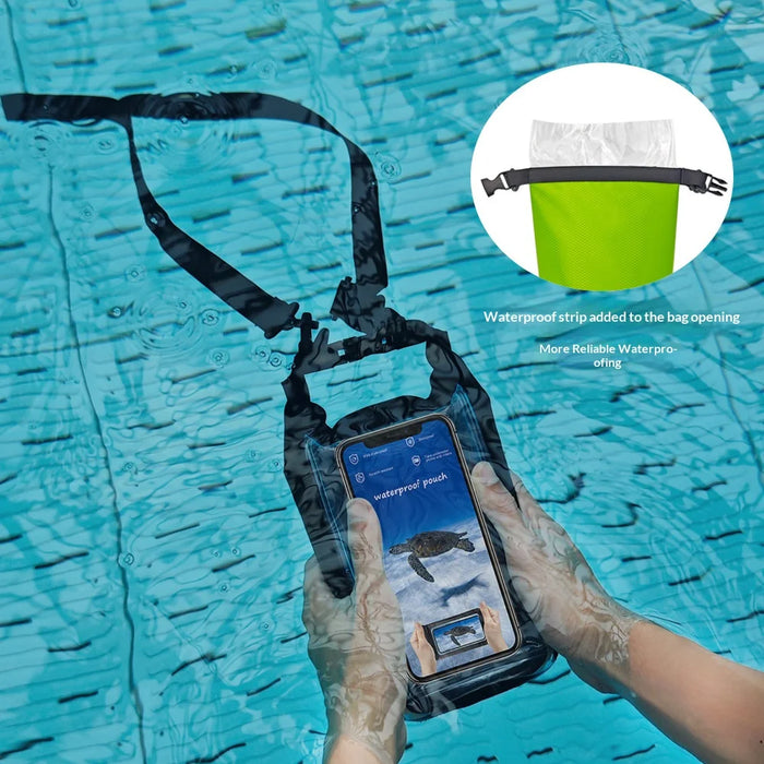 5L IPX8 Waterproof Touchscreen Phone Pouch for Swimming Drifting Dry Bag with Shoulder Strap - Black - 6