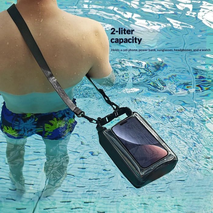 5L IPX8 Waterproof Touchscreen Phone Pouch for Swimming Drifting Dry Bag with Shoulder Strap - Black - 7