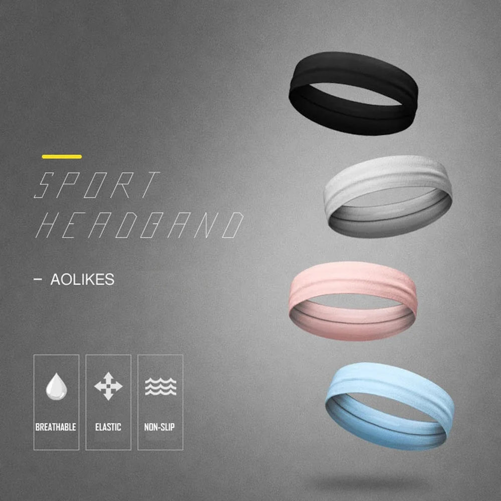 AOLIKES TD-2110 Non-Slip Heat-Dissipated Elastic Outdoor Sport Headbands Indoor Workouts Hair Headbands Sweatbands - Black - 6