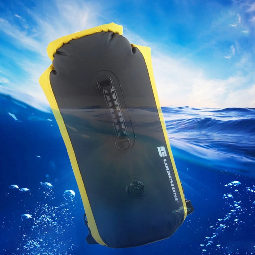 LUCKSTONE FSD3003003 60L Waterproof Dry Bag with Air Spout Dry Wet Separation Outdoor Swimming Storage Foldable Bag - Yellow/Black - 3