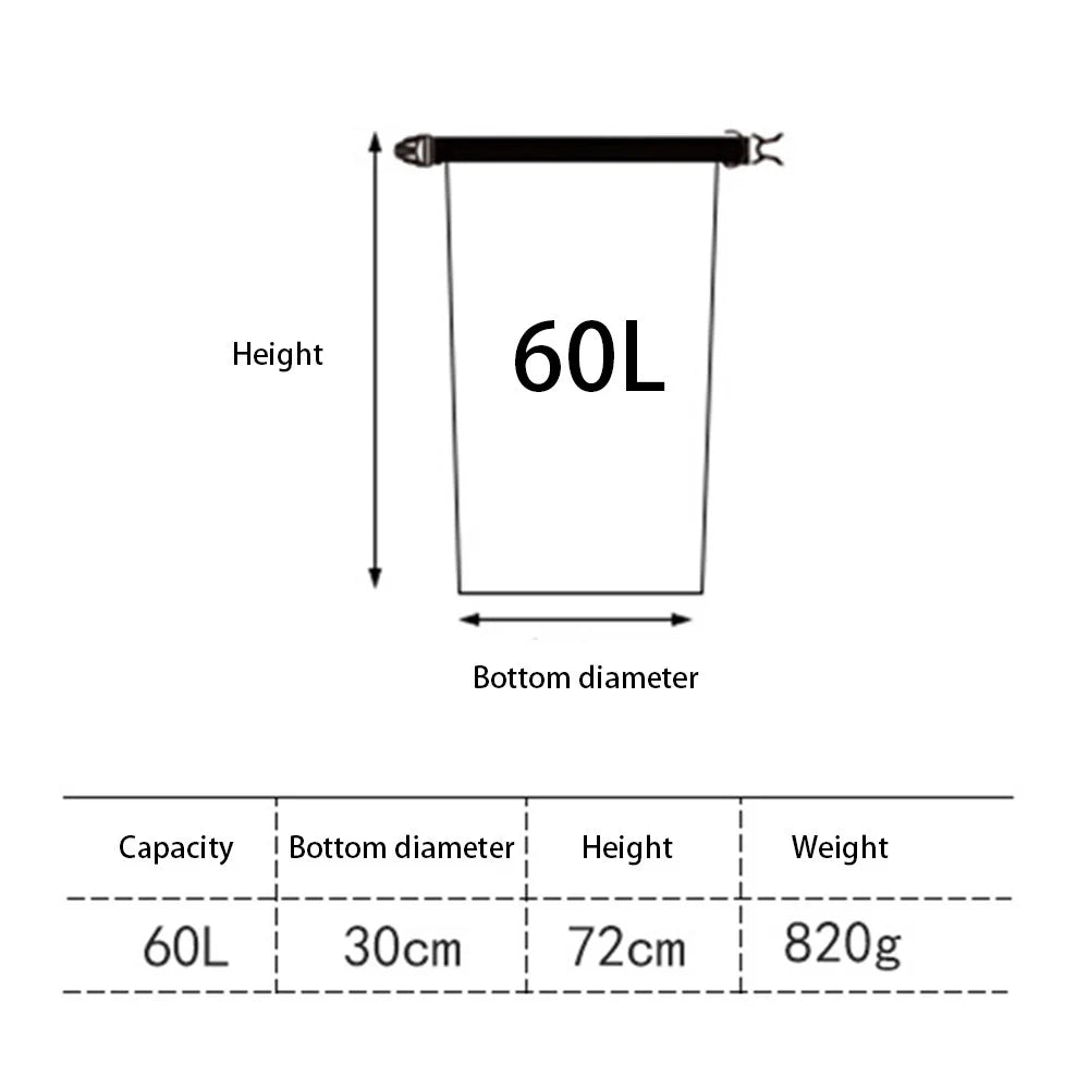 LUCKSTONE FSD3003003 60L Waterproof Dry Bag with Air Spout Dry Wet Separation Outdoor Swimming Storage Foldable Bag - Yellow/Black - 5
