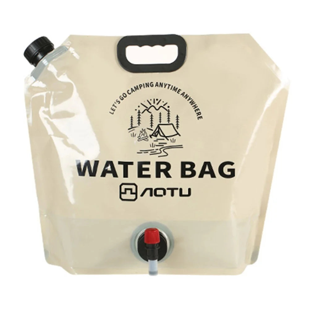 AOTU 9L Outdoor Camping Water Bag Foldable Water Storage Carrier for Hiking Climbing (BPA-Free, No FDA Certificate) - Khaki - 1