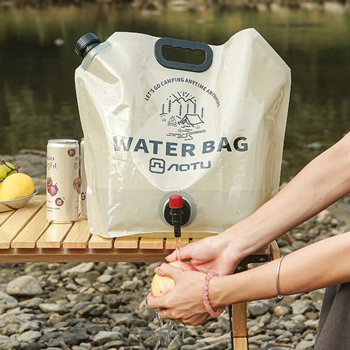 AOTU 9L Outdoor Camping Water Bag Foldable Water Storage Carrier for Hiking Climbing (BPA-Free, No FDA Certificate) - Khaki - 2