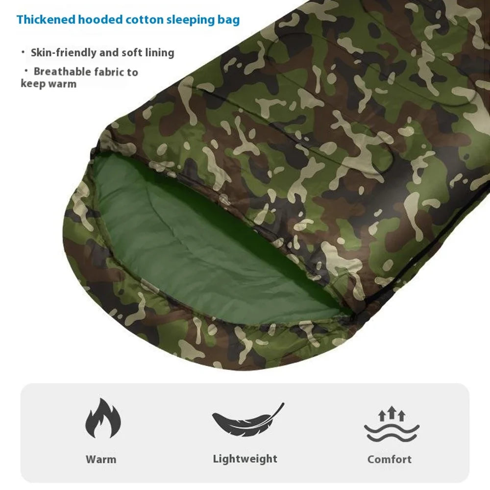 Ultralight Envelope Sleeping Bag Hollow Cotton Camping Sleeping Bag, 2.4KG / for -10 to 10 Degree Celsius - Jungle Camouflage - 2