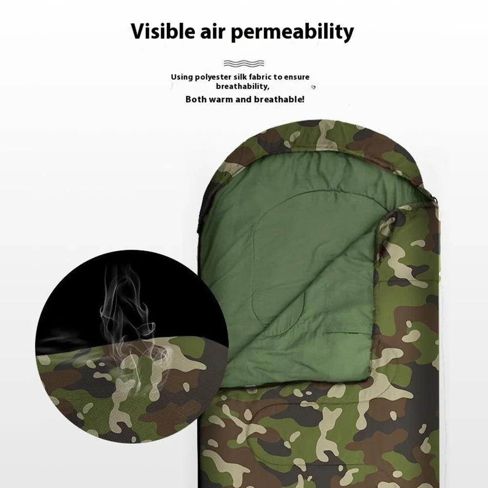 Ultralight Envelope Sleeping Bag Hollow Cotton Camping Sleeping Bag, 2.4KG / for -10 to 10 Degree Celsius - Jungle Camouflage - 4