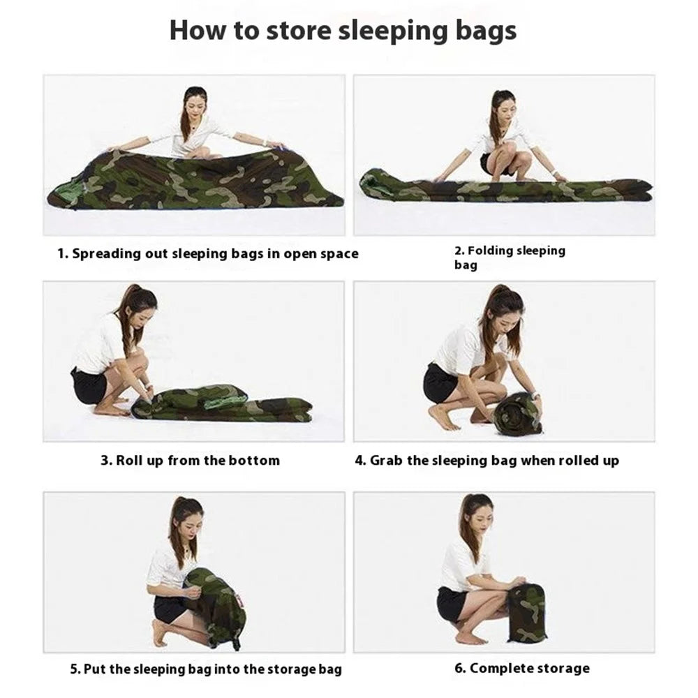 Ultralight Envelope Sleeping Bag Hollow Cotton Camping Sleeping Bag, 2.4KG / for -10 to 10 Degree Celsius - Jungle Camouflage - 6