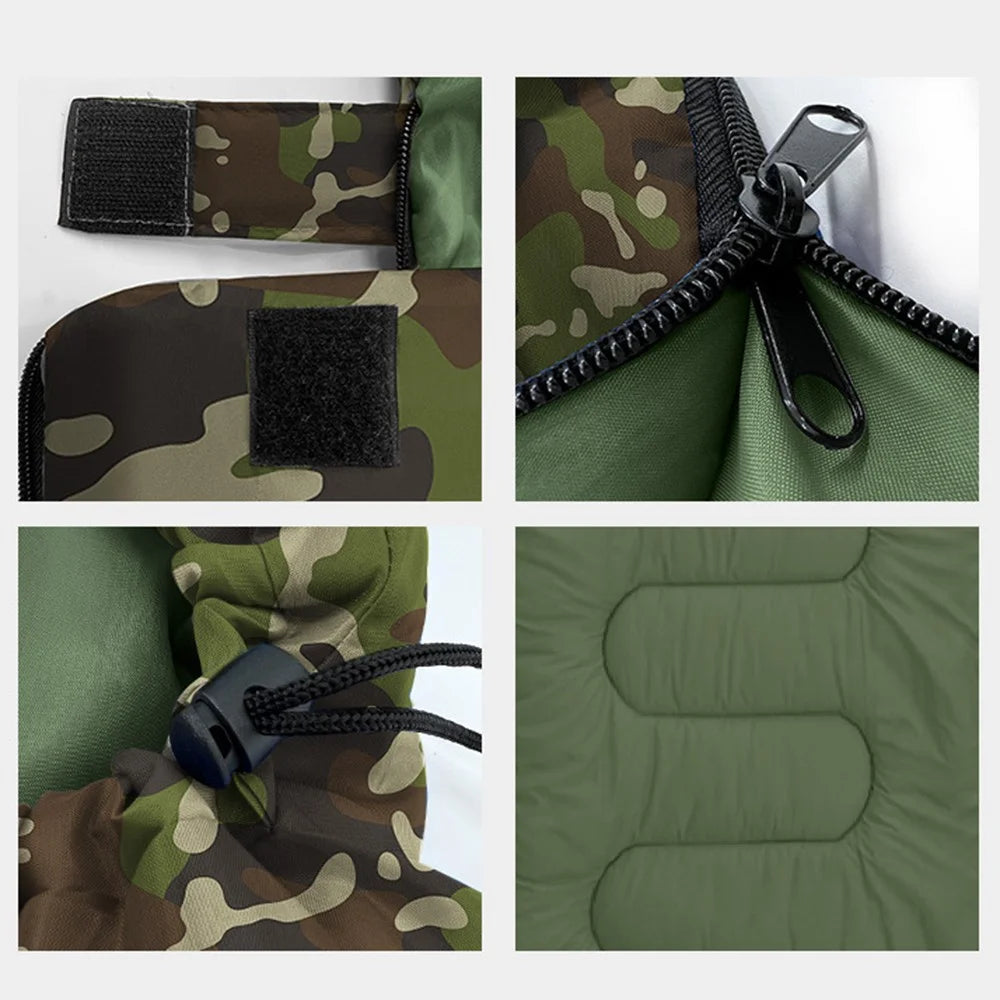 Ultralight Envelope Sleeping Bag Hollow Cotton Camping Sleeping Bag, 2.4KG / for -10 to 10 Degree Celsius - Jungle Camouflage - 7
