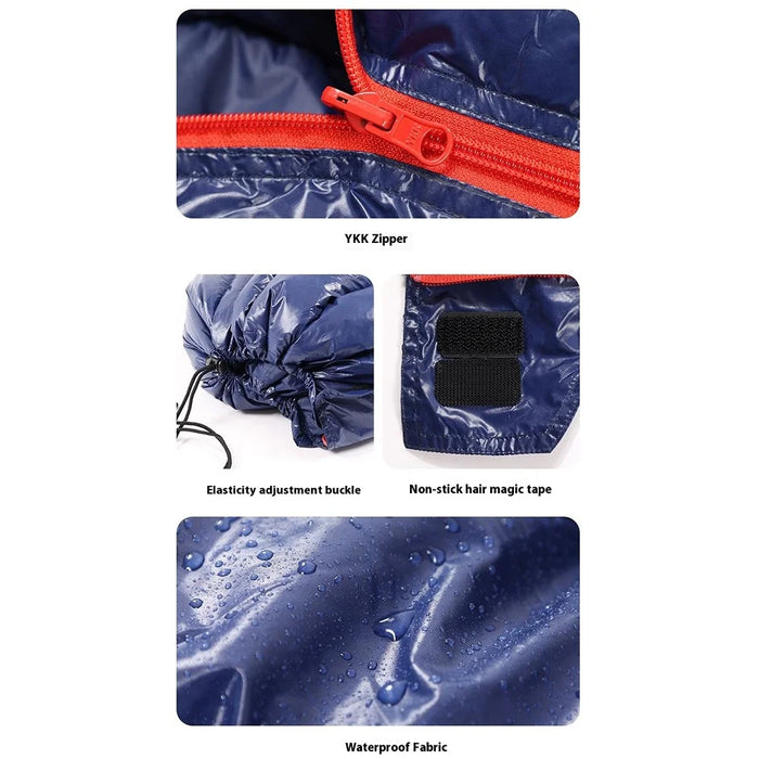 MOUNTAIN DREAM 400g Goose Down Ultra Light Portable Camping Sleeping Bag with Storage Pouch - Blue - 5
