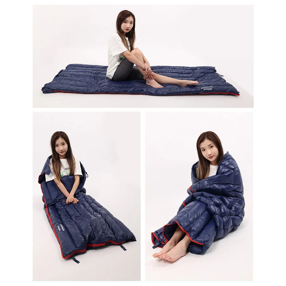 MOUNTAIN DREAM 600g Goose Down Ultra Light Portable Camping Sleeping Bag with Storage Pouch - Blue - 7