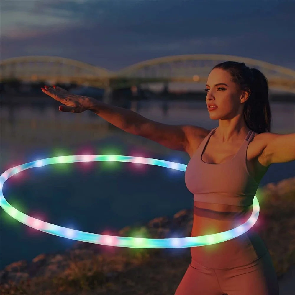 90cm LED Fitness Hoop Colorful Light Up Detachable Waist Hoop for Sports Training - 3